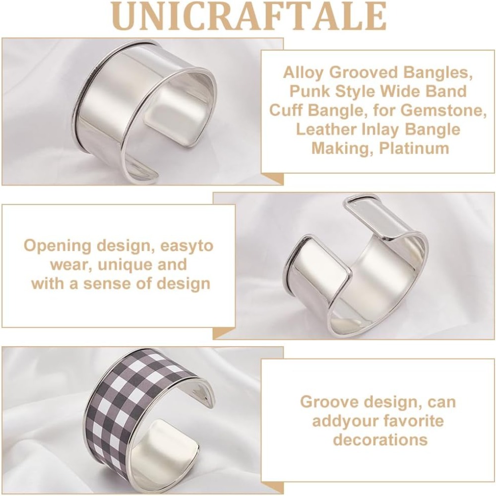 2pcs Platinum Grooved Bangles  - Wrist Wraps 评论和价格